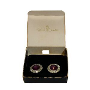 Vintage Sarah Coventry Royal Velvet Clip Earrings Stone Sparkly Holiday Party